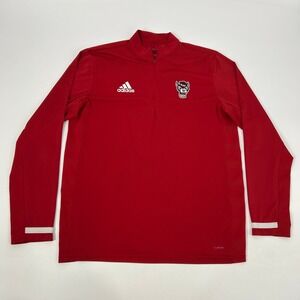 NC State Wolfpack Shirt Men M Red adidas Climacool 1/4 Zip Pullover Long Sleeve